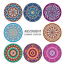 Darate Absorbent Coasters with Holder Set of 8, Coasters for Drinks, Unique Housewarming Gift, 4 Inch Round Coaster for Bedroom, Home, Office, Bar, Dining Room, Living Room, Kitchen (Mandala)