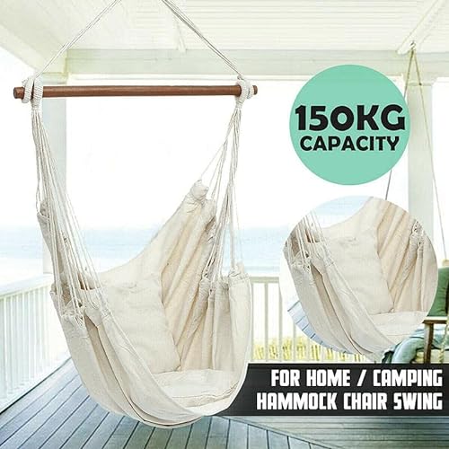 Portable Hanging Hammock Chair Swing Garden Outdoor Camping Soft, Durable Cotton & Polyester, Easy Installation