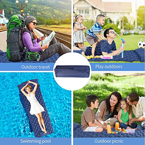 TECHVIDA Camping Outdoor Inflatable Sleeping Pad with Built-in Pump, Air Mattress with Pillow, Ultra Light and Waterproof, Suitable for Backpacking, Hiking, Travel, Adventure, Tent (Dark Blue)