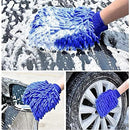 2 Pack Premium Car Wash Glove Microfibre | Scratch-Free Car Wash Mitt | Double Sided Glove for Car Cleaning Microfiber Car Wash Mitt, Blue & Yellow