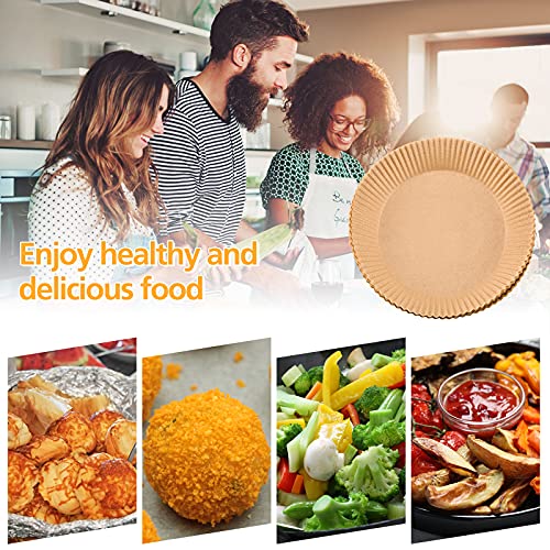 100 Pcs Air Fryer Disposable Paper Liners Air Fryer Parchment Paper Liners Air Fryer Liners Basket Non Stick Unperforated Round Parchment Paper for Baking Roasting Microwave (Natural Color,6.3 Inches)