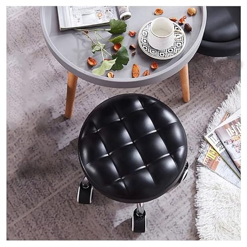 Round Low Roller Seat Stool Small Stool with Wheels Pulley Ottoman Comfortable
