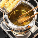 Deep Fryer Pot, Japanese Tempura Small Deep Fryer Stainless Steel Frying Pot With Thermometer,Lid And Oil Drip Drainer Rack for French Fries Shrimp Chicken Wings(20cm, 201)