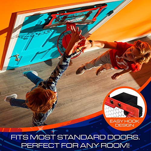 NERF Basketball Hoop Set - Pro Hoop Mini Hoop Set with Mini NERF Basketball - Steel Rim Great for Dunking - Over The Door Basketball Hoops