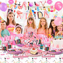 Makeup Birthday Party Supplies,165pcs Spa Party Decorations&Tableware Set-Spa Party Plates Napkins Cups Tablecloth Balloons Banner Photo Booth Props etc Spa Birthday Supplies for Girls Kids Adults