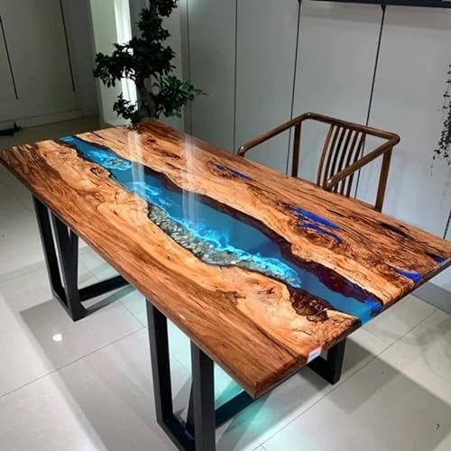 Personalized Large EPOXY Table, Resin Dining Table for 2, 4, 6, 8 River Dining Table, Wood Epoxy Coffee Table Top, Living Room Table (28.5" Inches Tall, 60 x 36 Inches)