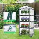 VIVOSUN Mini 4-Tier Greenhouse with Wheels, 27 x 19 x 63-Inch Reusable Portable Warm House with Clear PVC Cover and Shelf for Compact Garden and Small Backyards, with Wheels