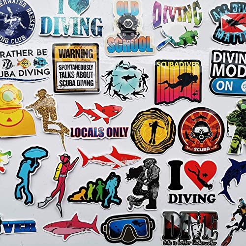 60Pcs Diving Sticker Scuba Diving Decals Outdoors Stickers for Water Bottles Fuel Tank Cap Carbody Scuba Tank Label