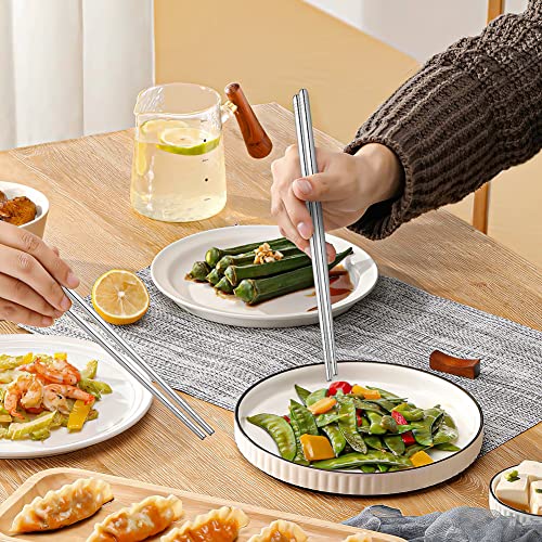 AOOSY 4 Set Chopsticks Spoons,Non-Slip Reusable Stainless Steel Chopsticks Korean Soup Spoon Set Healthy Silverware Tableware,Dishwasher Safe