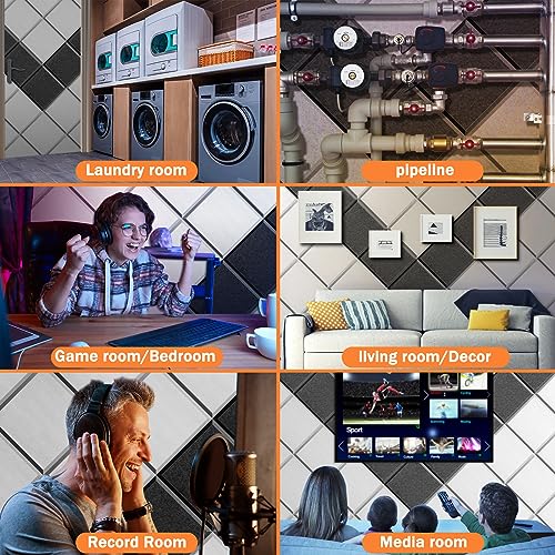 DEKIRU White Sound Proof Foam Panels 18 PACK, Acoustic Panels Self-Adhesive, Square 45° Edge designed Sound Proof panels For Walls, Wall Panels For Interior Wall Decor, Home Studio and Office