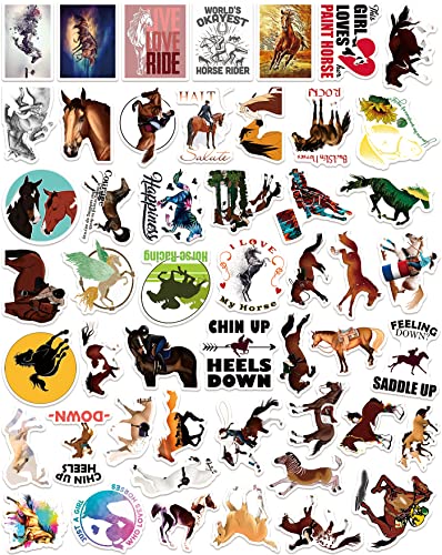 100pcs Horse Stickers Decals, Horse Riding Vinyl Stickers for Water Bottle Laptop Skateboard Car Helmet Luggage, Perfect Horse Gifts for for Adults Teens Kids