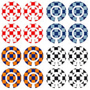 Acclaim Lawn Bowls Identification Stickers Markers Standard 5.5 cm Diameter 4 Full Sets Of 4 Self Adhesive Two Colour Large Check Mixed Colours (E)