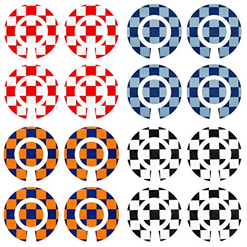 Acclaim Lawn Bowls Identification Stickers Markers Standard 5.5 cm Diameter 4 Full Sets Of 4 Self Adhesive Two Colour Large Check Mixed Colours (E)
