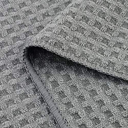 Polyte Ultra Premium Microfibre Kitchen Dish Tea Towel Waffle Weave, 8 Pack (40x71 cm, Grey, White)