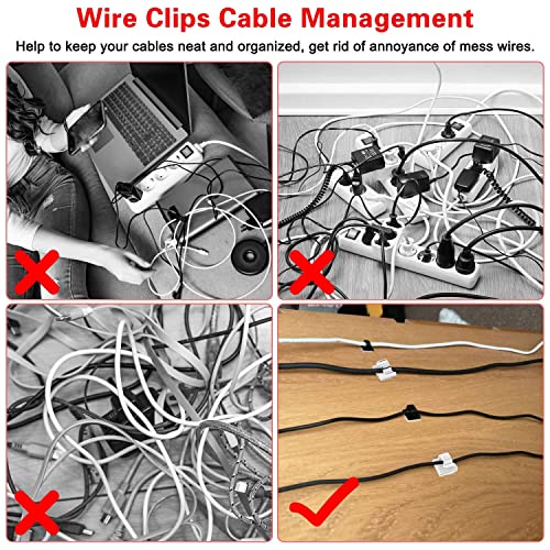 50pcs Adhesive Cable Clips, Wire Clips, Car Cable Organizer, Cable Holder, Cable Wire Management, Cable Holder for Car, Office and Home（Included S Size and Large Size Cable Clips White …