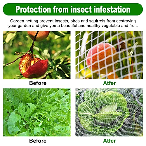 6x3M Garden Netting Fruit Protection Bags Bird Netting Insect Net Fine Mesh Protection for Plant Vegetables Fruit Anti Bird Butterfly Squirrel Insect Small Animals