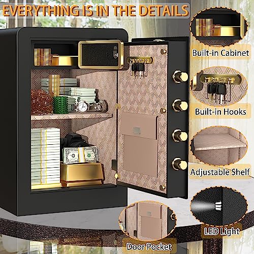 3.6 Cubic Large Home Safe Box Fireproof Waterproof, Digital Home Security Safe with Fireproof Document Bag and Removable Shelf, Fireproof Document Safe for Money Jewelry Valuables