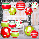 12 Pcs 24 Inch 16 Inch Giant Inflatable Christmas Ball Christmas Outdoor Inflatables Ornaments Giant PVC Inflatable Christmas Ball for Christmas Tree Holiday Yard Lawn Porch Decor (24 Inch,16 Inch)