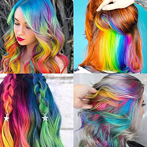 24 Pieces 20inch Colored Clip in Hair Extensions Rainbow Straight Highlight Hairpieces