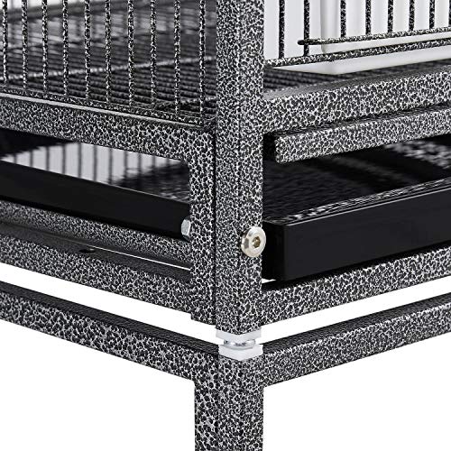 Yaheetech 41.5" Stackable Divided Breeder Breeding Parakeet Bird Cage for Canaries Cockatiels Lovebirds Finches Budgies Small Parrots with Rolling Stand, Black