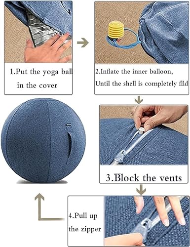 Exercise Ball Chair with Fabric Cover(25IN/65CM), Pilates Yoga Ball Chair for Home Office Desk, Pregnancy Ball & Balance Ball Seat, Improve Posture, Birthing Ball for Pregnancy Gray