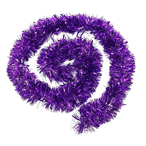 SHATCHI 1.8m/6Ft Purple Luxury Deluxe Chunky Christmas Tinsel Garland Xmas Tree Decorations