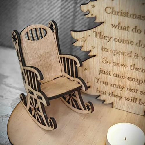 Christmas Remembrance Candle Ornament,Rocking Chair Christmas Angel Poem Desktop Wooden Christmas Memorial Ornament,Wooden Candlestick Decoration Christmas Tree Candle Holder For Home Party (Tree Chair)