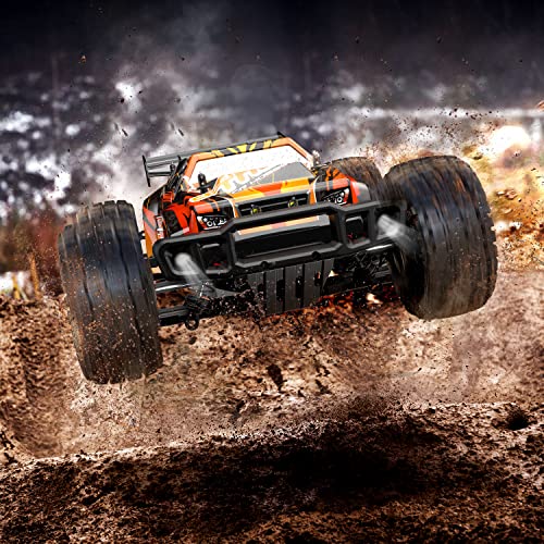 DEERC 200E Large Brushless High Speed RC Cars for Adults, Upgraded 1:10 RC Trucks W/Extra Shell LED Headlight, 60 KM/H, Remote Control Car, All Terrain Offroad Monster Truck for Boys, 2 Battery