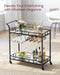 VASAGLE Bar Cart Black, Home Bar Serving Cart, Wine Cart with 2 Mirrored Shelves, Wine Holders, Glass Holders, for Kitchen, Dining Room, Black ULRC090B62