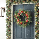Glitzhome 2PK 6FT Glittered Pinecones and Berries Christmas Garland with 50 Warm White Lights and Timer for Christmas Holiday Party Hanging Decorations
