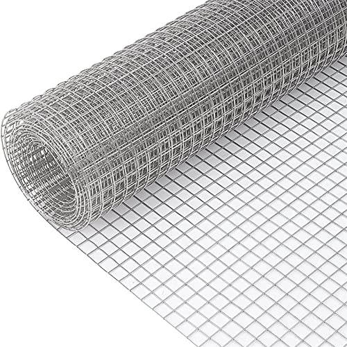 Hardware Cloth Wire Fence Roll, 30CM X 6M Galvanized Garden Fence Chicken Wire Mesh Roll Welded Mesh for Poultry Netting Cage Garden Protection Plants Supports