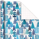 Hallmark Blue Foil Christmas Wrapping Paper with Cut Lines on Reverse (3 Rolls: 60 sq. ft. TTL) Snowmen, Snowflakes, Christmas Trees
