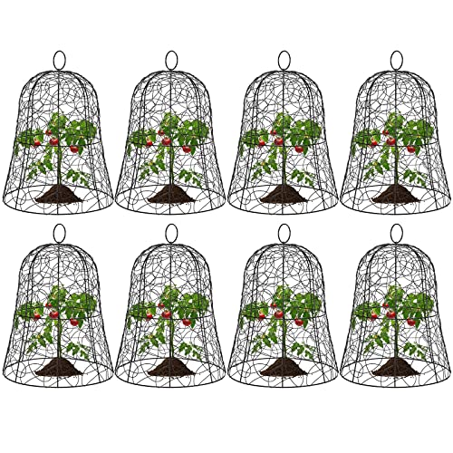 8 Pieces Sturdy Chicken Wire Cloche Plant Protector 12 x 14 Inch Metal Potted Plants Protection Cover Wire Cloches Plant Protector Protecting Plants Cages Strawberry Plant Protectors from Animals