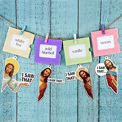 8 Pack Jesus I Saw That Car Air Fresheners Funny Hanging Air Fresheners Car Fresheners for Men Air Fresheners for Cars Cute Car Mirror Freshener Car Mirror Scented Hanging Accessories for Men Woman