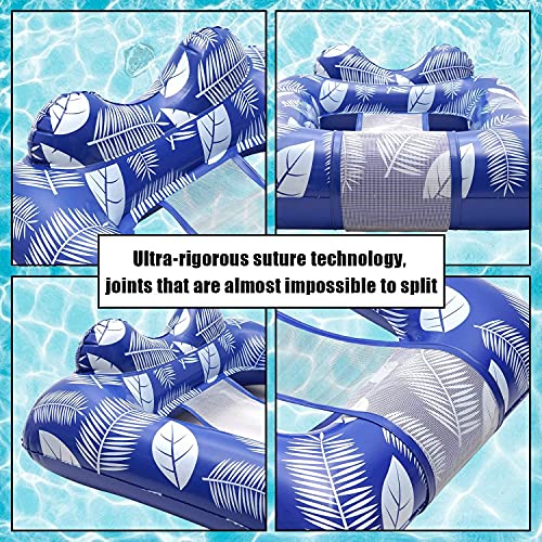 Inflatable Pool Float Surround Raft Swimming Water Hammock Chair with Mesh for Ocean Lake River & Foldable Tanning Lounger Beach Leisure Toys Sun Shelf Recliner for Adult Teens Cool Vacation