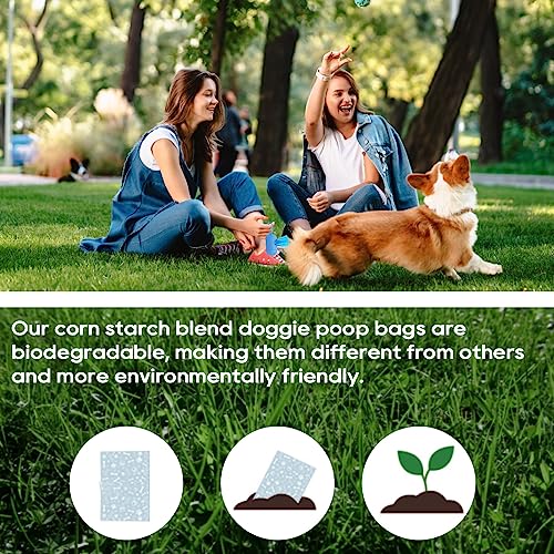 Dog Poop Bags With Dispenser and Hands-Free Holder, Guaranteed Leak Proof and Extra Thick Dog Waste Bag Refill Rolls For Dogs, 13 Inch x 9 Inch (16 Rolls (240 Bags))