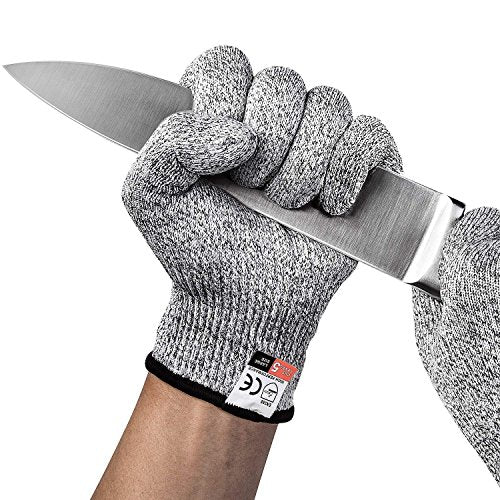 [Upgrade] BYETOO 1Pair Cut Resistant Glove Food Grade Level 5 Protection,Safety Kitchen Cut Gloves for Oyster Shucking,Fish Fillet Processing,Mandolin Slicing,Meat Cutting and Wood Carving,Medium