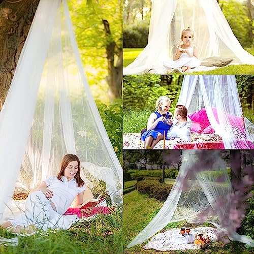 Zufio Mosquito Net for Bed, Extra-Long Bed Canopy for Girls 12.5M Coverage Mosquito Bed Net Essential Summer Netting Cover for Home Outdoor& Trip, White (White 1) (B-White L Size)