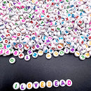 1500Pcs White Flat Round Acrylic Alphabet Beads Mixed A-Z Colorful Letter Pattern Pony Beads Loose Spacer Beads for Jewelry Making Bracelets Necklaces Key Chains (Mixed Color)