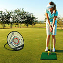 Golf Practice Chipping Net with Golf Hitting Mat, Pop Up Golf Nets Portable Chipping Net Golf Target Wooden Tees Rubber Tee Holder Golf Balls Fixed Parts for Swing Training(Golf Net+Mat)