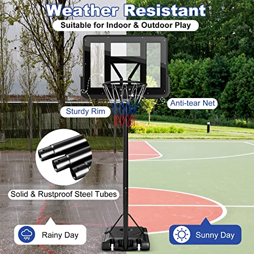 Costway Basketball Hoop Stand, 8-10FT/2.45-3.05m（Floor to Ring）Height Adjustable Basketball Hoop System w/ 44" Backboard, Fillable Base, Wheels & Free Weight Bag, Indoor Outdoor Basketball Goal Game