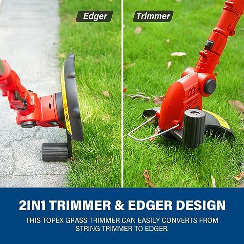 TOPEX 20V Cordless Grass Trimmer, 2-in-1 Weed Trimmer/Edger Lawn Tool Lightweight