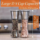 Ausgen Salt and Pepper Grinder Set Pack of 2 - Premium Stainless Steel Salt and Pepper Mill with Glass Body and Adjustable Coarseness - Large Size Spice Shaker with Cleaning Brush