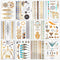 12 Sheets Metallic Temporary Tattoos for Women Teens Girls Tattoos Gold Silver Glitter Flash Waterproof Tattoo Stickers，Realistic Feather, Sexy Floral Flower Branch Arm Neck Face Tattoo Sticker Kit