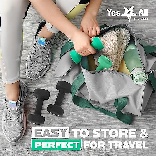 Yes4All Neoprene Dumbbells Set of 1-Pair: 5 lbs (10 lbs Total) - ²DXD3Z, B1-Dark Green-5 lbs (Pair)