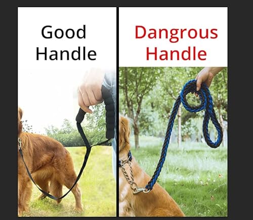 1.8M/3M/4.5M/6M/9M/15M/20M Nylon Double Dog Leash with Comfortable Padded Handle Recall for Puppy Training, Durable, Strong Lead - Walking, Jogging, and Running for Small,Medium and Large Dogs (4.5M, Blue)