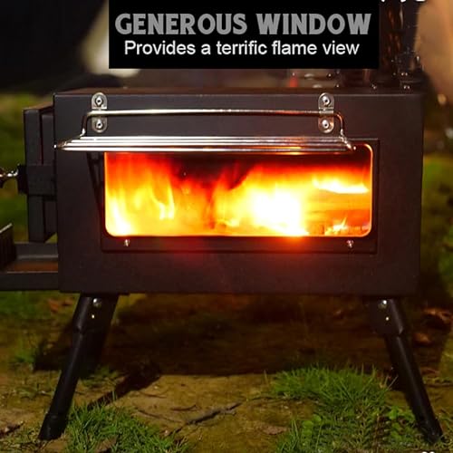 Preself Hot Tent Stove, Large Side Window, Winter Wood Burning Stove for Heating Cooking Camping Hunting (XL)