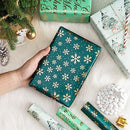 WRAPAHOLIC Christmas Wrapping Paper Roll - Mini Roll - 3 Rolls - 17 Inch X 120 Inch Per Roll - Green Christmas Tree, Snowflake Holiday Collection with Metallic Foil Shine