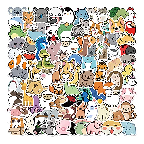 Wimarn 100Pcs Animal Stickers for Kids, Vinyl Cute Stickers, Laptop Stickers for Water Bottles Skateboard, Waterproof Stickers for Teens Girls&Boys, Gifts for Kids