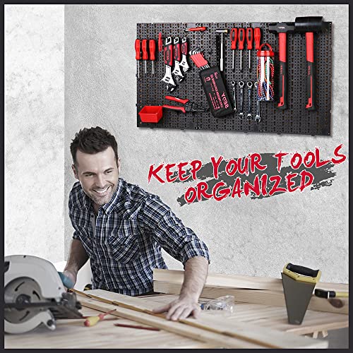 SEDY 8-Pack Pegboard Panel Set, with 81 Hanger Wall Mounted Tool Storage System, Workshop Tool Holder, Wall Hooks Tool Organizer, Utility Rack